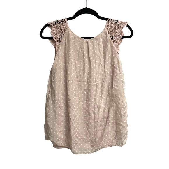 TENDENZE Made In Italy Sleeveless Silk Blouse Tank Top Polka Dot Pink White S - Picture 2 of 4